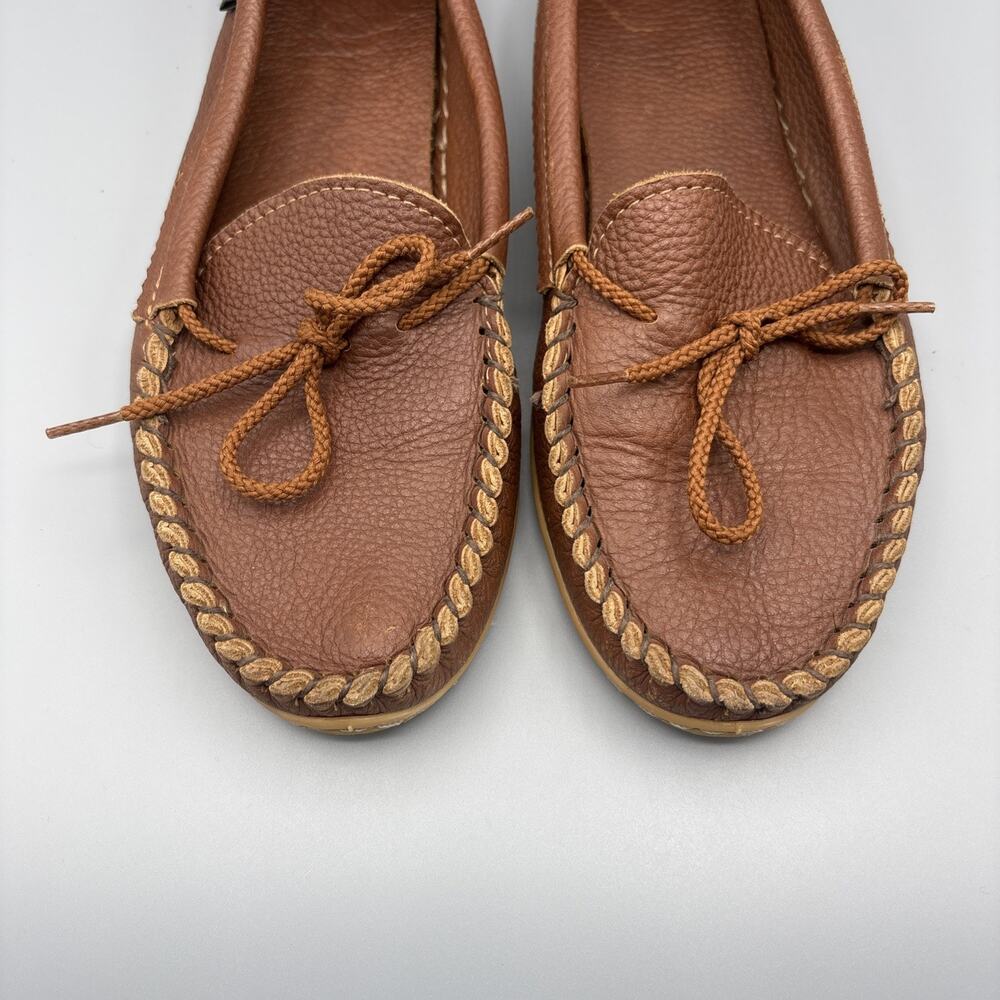 Footskins Driving Moccasins Womens Size 9 Brown Leather Loafers Rubber Sole Shoe - Picture 2 of 10